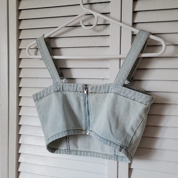 FOREVER 21 Denim Crop Top, Size S - Picture 8 of 8